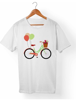 Muggkuppa Bisiklet Baskılı Beyaz T-Shirt