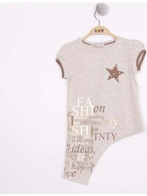 Toontoy Kız Çocuk Göğsü Yıldız Nakışlı T-Shirt