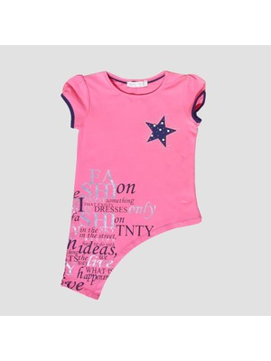 Toontoy Kız Çocuk Göğsü Yıldız Nakışlı T-Shirt