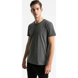 Erkek Sıfır Yaka Basıc Kısa Kol Regular Antrasit T-shırt