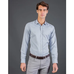 Slim Fit Mavi Armürlü Erkek Gömlek