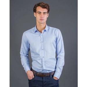 Slim Fit Mavi Armürlü Erkek Gömlek