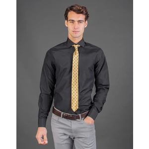Slim Fit Düz Siyah Erkek Gömlek