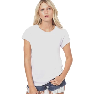 Düz Baskısız Basic Beyaz Kısa Kollu Kadın Kadın T-Shirt