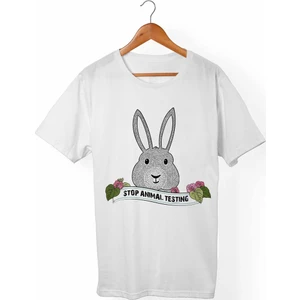 Vegan-Stop Animal Testing Unisex-Erkek Beyaz T-Shirt