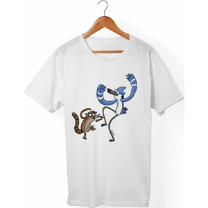 Regular Show Unisex-Erkek Beyaz T-Shirt