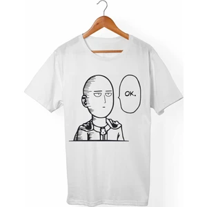 One-Punch Man Unisex-Erkek Beyaz T-Shirt