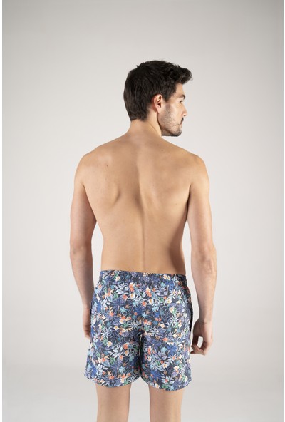 Shikoo Swimwear Renkli Çiçek Desenli Beli Lastikli Erkek Şort Mayo