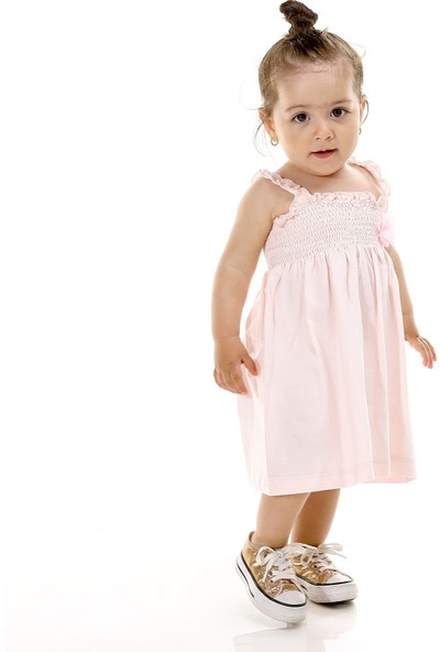 Baby Corner Bebek Kiraz Pembe Askılı Elbise