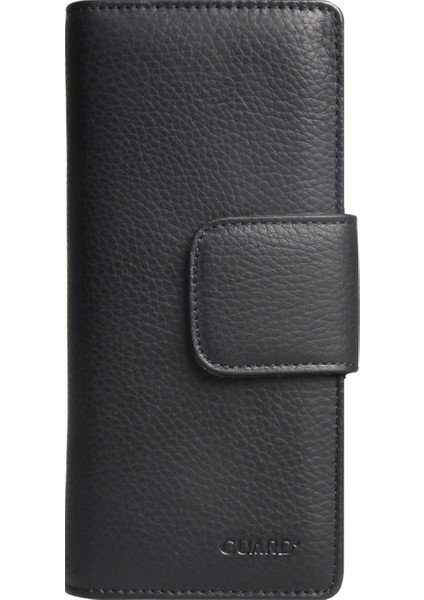 Black Sterlin Fermuarlı ve Patlı Siyah Deri El Portföyü