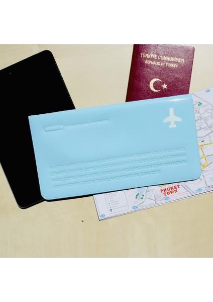 Happy Travel Pvc Deri Telefon Cüzdanı El Çantası Mavi