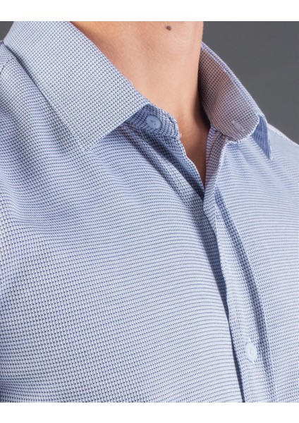 Slim Fit Açık Mavi Kısa Kol Erkek Gömlek fırsatları