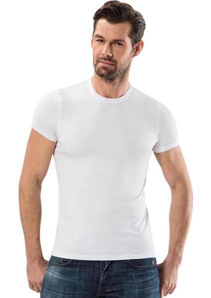 Sıfır Yaka Kısa Kollu Modal T-Shirt 1203