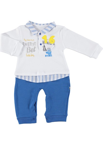 Centilmen Ayı Erkek Bebek Polo Yaka Patiksiz Tulum