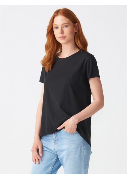 3471 Bisiklet Yaka Basic T-Shirt-Siyah