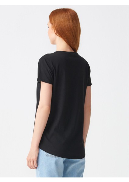 3471 Bisiklet Yaka Basic T-Shirt-Siyah