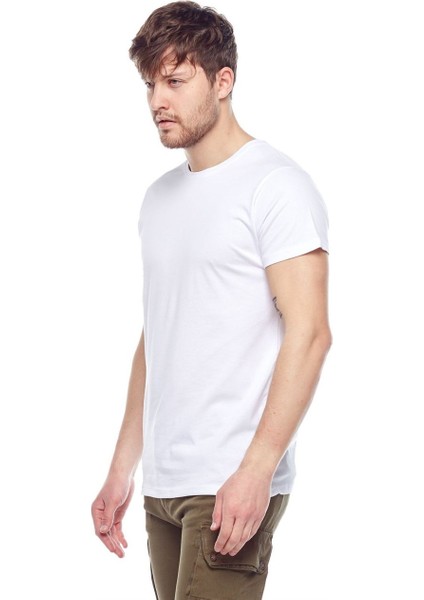 Tena Moda Erkek Beyaz Bisiklet Yaka Basic Tişört fırsatları