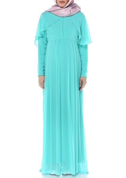Baby Shower Melek Kol Tesettür Mint Yeşil Hamile Elbisesi fiyatları
