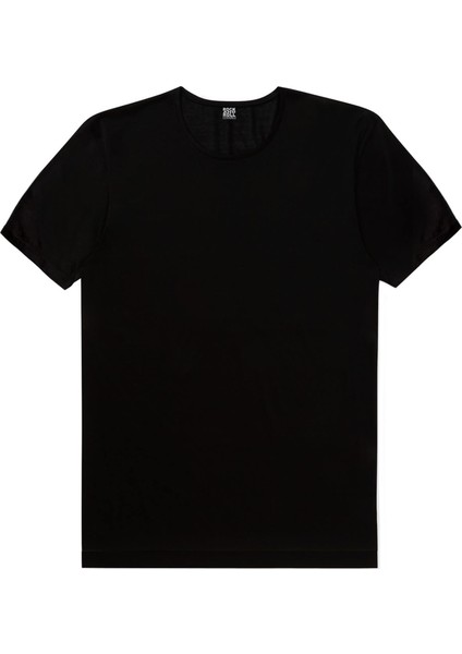 Düz Baskısız Basic Siyah Kısa Kollu Unisex Çocuk T-Shirt