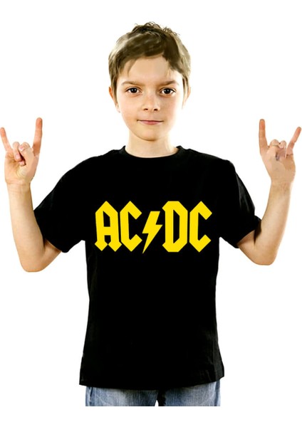 Acdc Logo Siyah Kısa Kollu Unisex Çocuk T-Shirt
