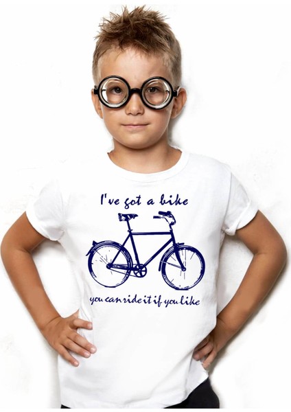 Benim Bisikletim Beyaz Kısa Kollu Unisex Çocuk T-Shirt