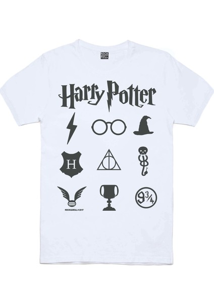 Hp Semboller Beyaz Kısa Kollu Unisex Çocuk T-Shirt
