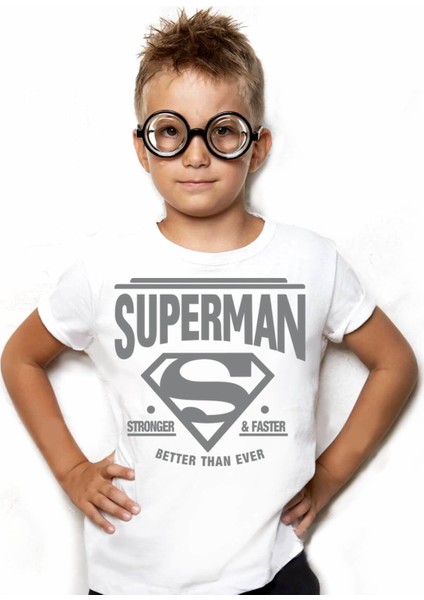 Süperadam Beyaz Kısa Kollu Unisex Çocuk T-Shirt