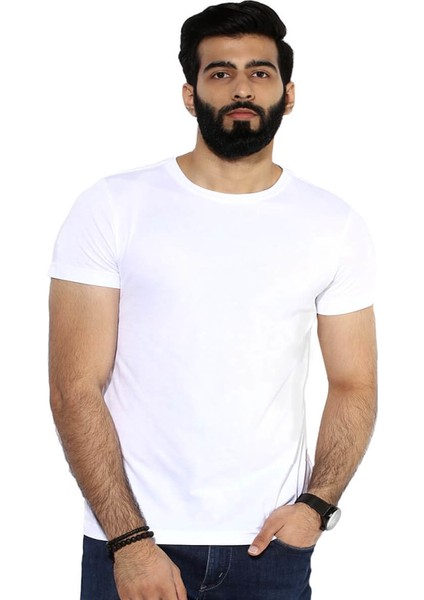 Düz Baskısız Basic Beyaz Kısa Kollu T-Shirt fiyatları