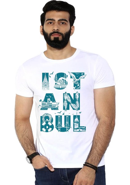 İstanbul Harfler Beyaz Kısa Kollu T-Shirt fiyatları
