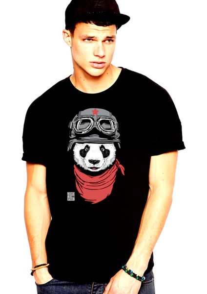 Bandanalı Panda Siyah Kısa Kollu T-Shirt fiyatları