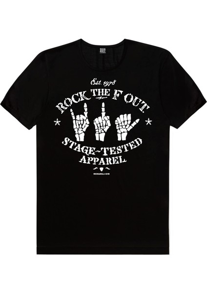 Rock Eller Siyah Kısa Kollu T-Shirt