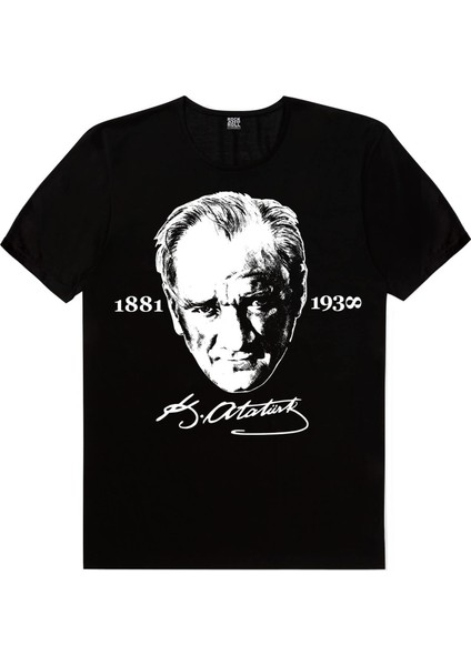 İmzalı Atatürk Siyah Kısa Kollu Kadın Kadın T-Shirt
