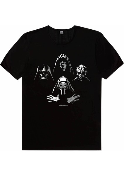 Dört Kafa Yıldız Savaşları Siyah Kısa Kollu Kadın Kadın T-Shirt