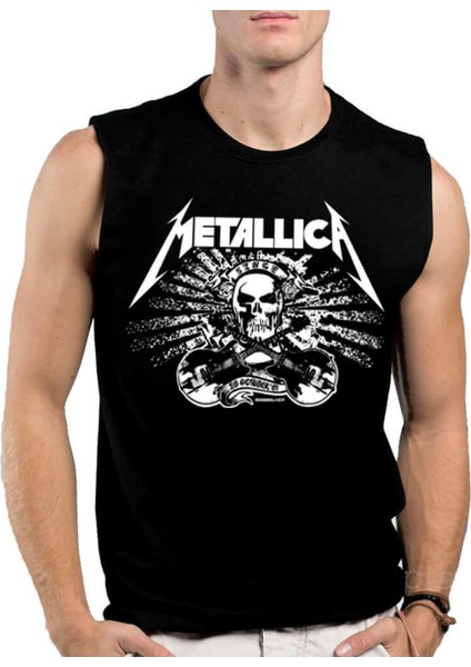 Metallica Kurukafa Siyah Kesik Kol Kolsuz T-Shirt Atlet fiyatları