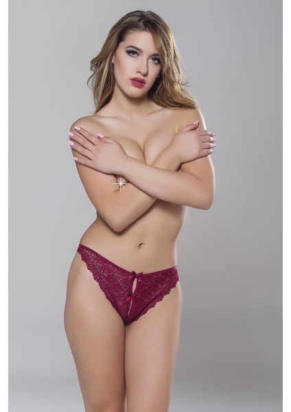 Moonli̇ght 9036 Mor Bordo Dantel Stri̇ng