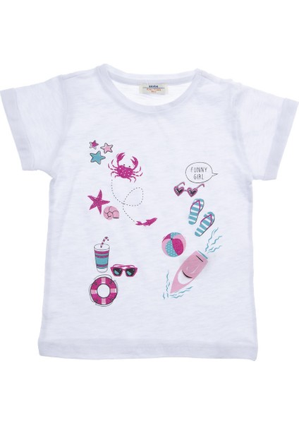 Kız Çocuk T-Shirt Beyaz (3-7 Yaş)