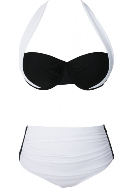 Kaplı Siyah Beyaz Şık Tasarımlı Bikini fırsatları