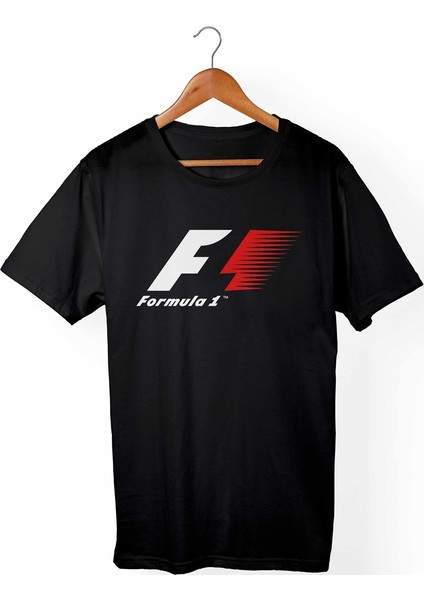 Formula F1 Unisex Ve Erkek Kesim Siyah T-Shirt