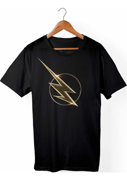 The Flash Unisex Ve Kadın Kesim Siyah T-Shirt