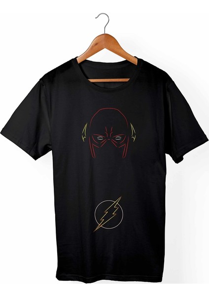 The Flash Unisex Ve Erkek Kesim Siyah T-Shirt