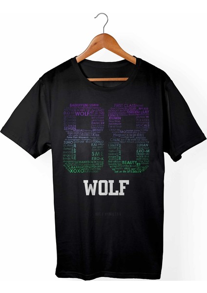 Exo K-Pop Unisex Ve Erkek Kesim Siyah T-Shirt