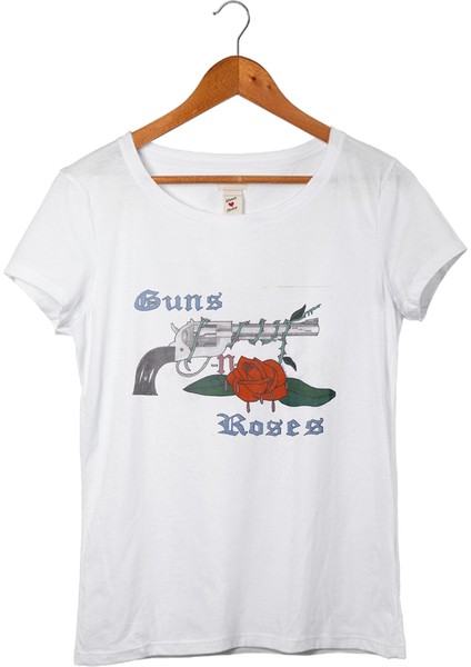 Guns N Roses Kadın Beyaz T-Shirt