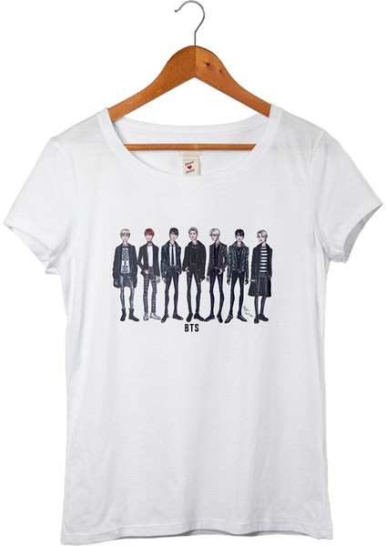 K-Pop Bts Kadın Beyaz T-Shirt
