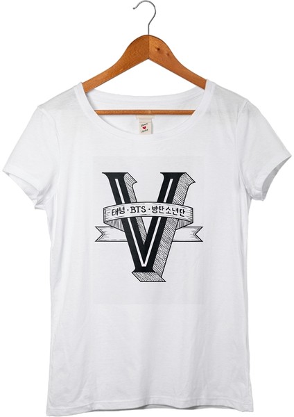 K-Pop Bts Kadın Beyaz T-Shirt