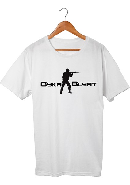 Cs-Go Cyka Blyat Beyaz T-Shirt