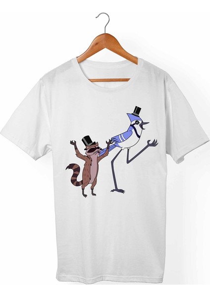 Regular Show Unisex-Kadın Beyaz T-Shirt