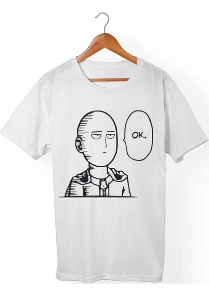 One-Punch Man Unisex-Erkek Beyaz T-Shirt