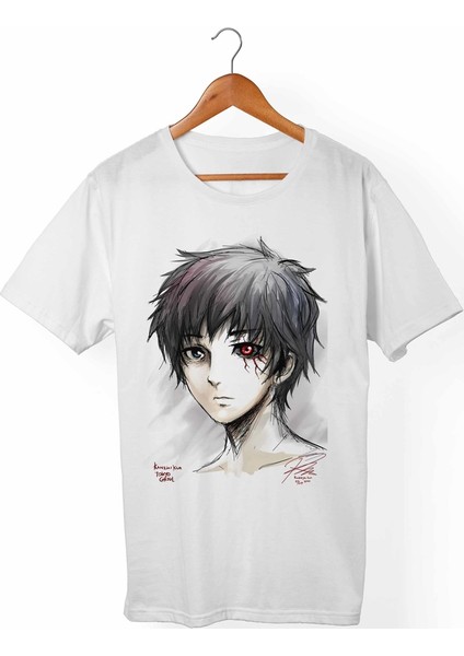 Tokyo Ghoul Kaneki Unisex-Kadın Beyaz T-Shirt