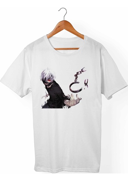 Tokyo Ghoul Kaneki Unisex-Erkek Beyaz T-Shirt