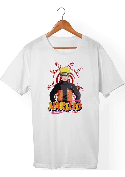 Naruto Uzumaki Unisex-Erkek Beyaz T-Shirt